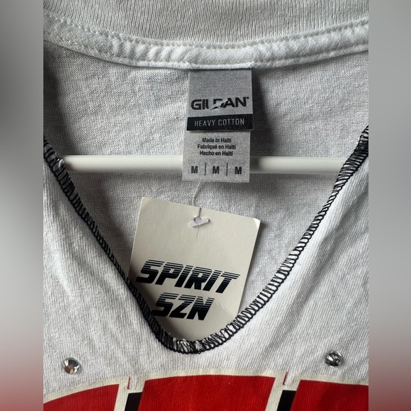 White and Red Women's Crop Top Wisconsin - Picture 3 of 4